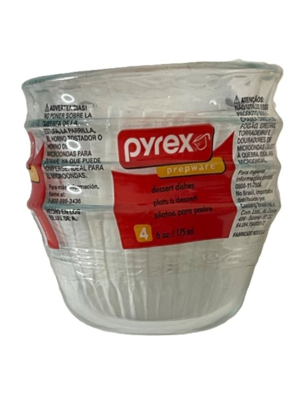 Pyrex Custard Dessert Cups Clear Glass Baking Dish 6oz set of 4 New